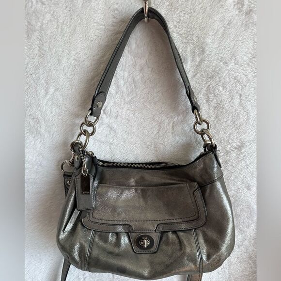 Coach Metallic Silver Poppy 2-Way Bag - Picture 1 of 11